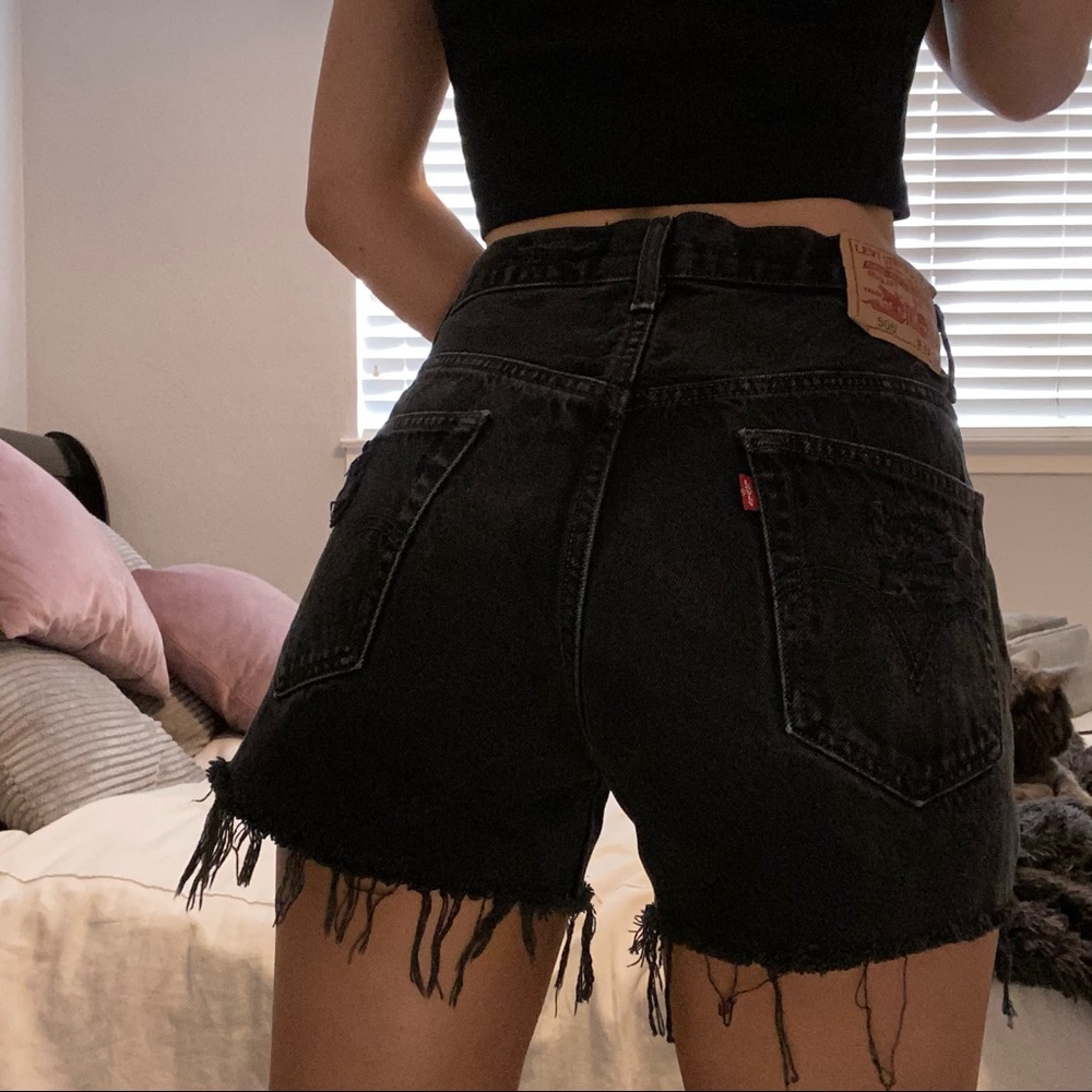 Levi black denim shorts